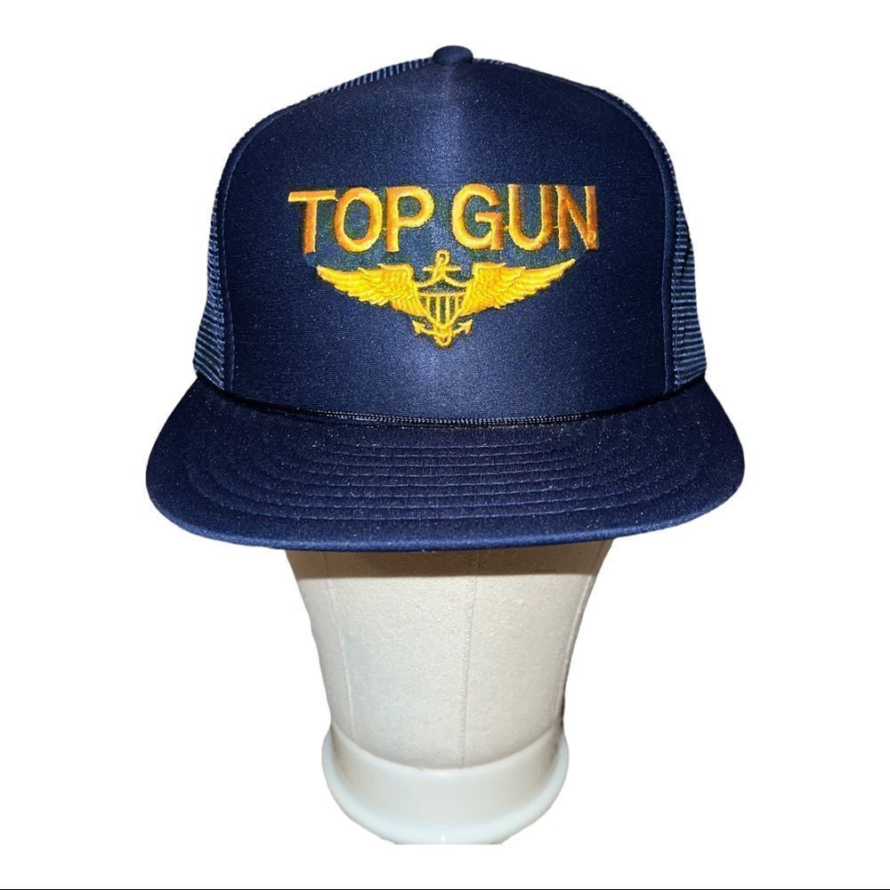 Vintage Top Gun Trucker Hat Snapback Embroidered Designer Award Headgear
